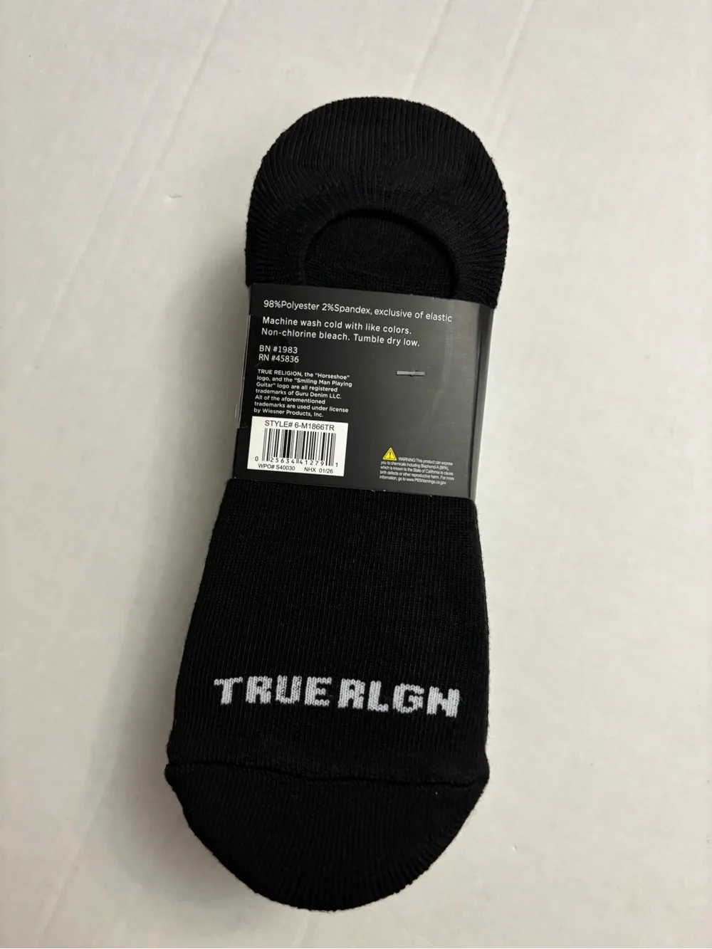 New! 6 pack men’s True Religion full coverage liner socks 10-13